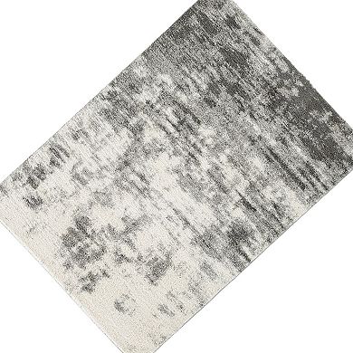 Pax 8 X 10 Modern Area Rug, Smoky Paint Design, Fabric, Large, Cream, Gray