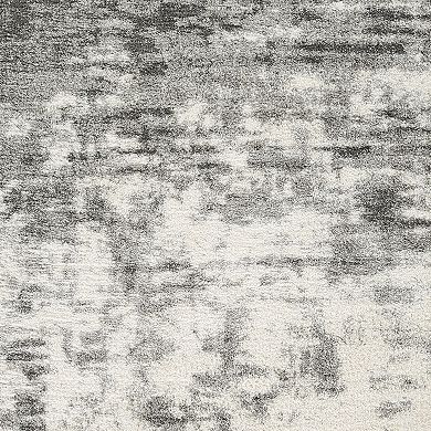 Pax 8 X 10 Modern Area Rug, Smoky Paint Design, Fabric, Large, Cream, Gray