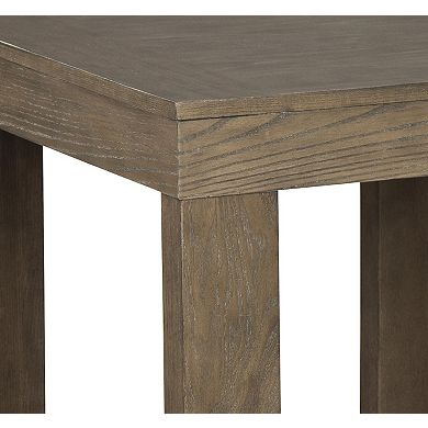 Grained Wooden Frame End Table With Trestle Base, Taupe Brown