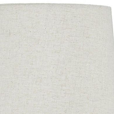 Fabric Shade Table Lamp With Textured Base, Set Of 2, White And Black