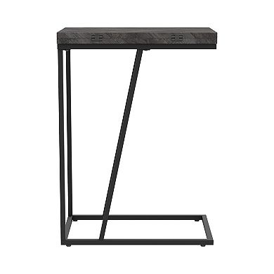 Accent Table Wooden Expandable Chevron Top, Gray