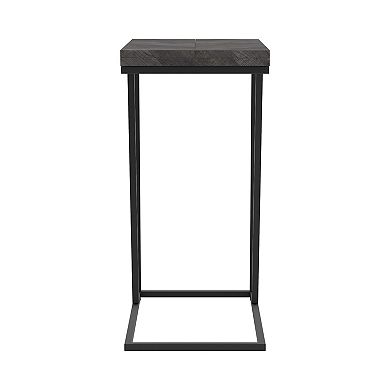 Accent Table Wooden Expandable Chevron Top, Gray