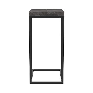 Accent Table Wooden Expandable Chevron Top, Gray