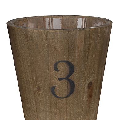 Wooden Planter With Round Base And Assorted Sizes, Set Of 3, Brown