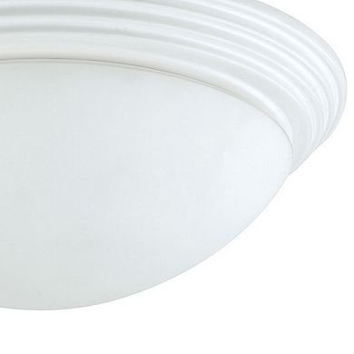 Dome Shaped Glass Ceiling Lamp With Hardwired Switch, White And Clear