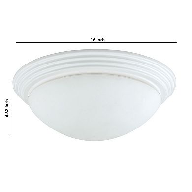 Dome Shaped Glass Ceiling Lamp With Hardwired Switch, White And Clear