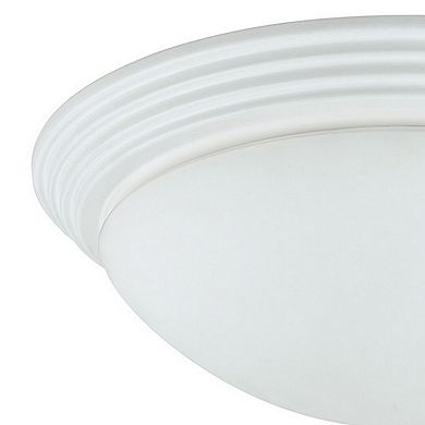 Dome Shaped Glass Ceiling Lamp With Hardwired Switch, White And Clear