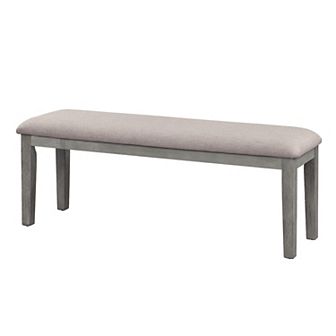 Rectangular Style Wooden Bench With Fabric Upholstered Seat, Gray