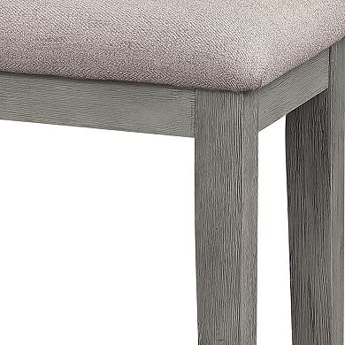 Rectangular Style Wooden Bench With Fabric Upholstered Seat, Gray