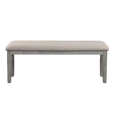Rectangular Style Wooden Bench With Fabric Upholstered Seat, Gray