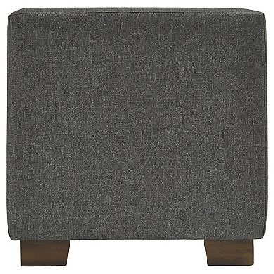 Fabric Tufted Seat Storage Bench With Block Feet, Dark Gray