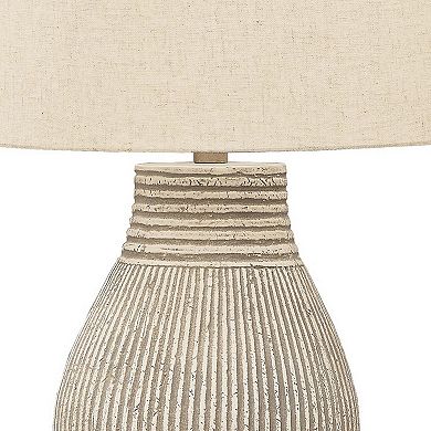 Drum Shade Table Lamp With Paper Composite Base, Beige
