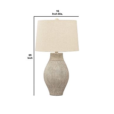 Drum Shade Table Lamp With Paper Composite Base, Beige