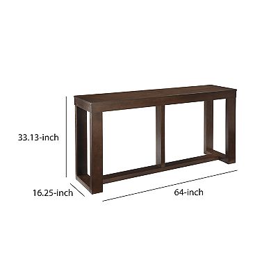 Rectangular Wooden Sofa Table With Sled Base, Espresso Brown
