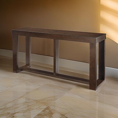 Rectangular Wooden Sofa Table With Sled Base, Espresso Brown