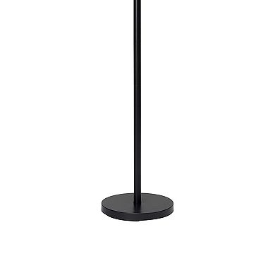 Floor Lamp With Drum Shade And Pull Chain, White And Black