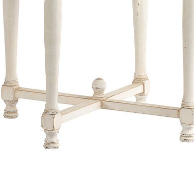 Square Shaped Wooden Side Table With Cross Base, Brown & Gray