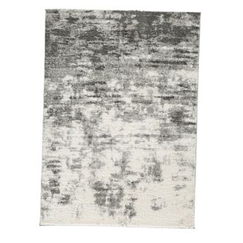Pax 5 X 7 Modern Area Rug, Smoky Paint Design, Fabric, Medium, Cream, Gray