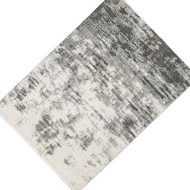 Pax 5 X 7 Modern Area Rug, Smoky Paint Design, Fabric, Medium, Cream, Gray