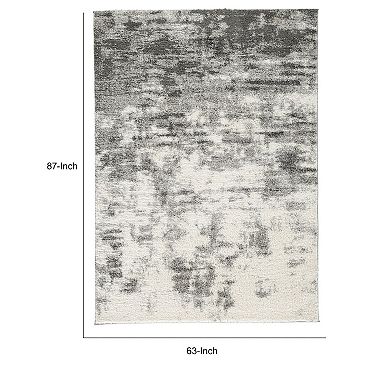 Pax 5 X 7 Modern Area Rug, Smoky Paint Design, Fabric, Medium, Cream, Gray