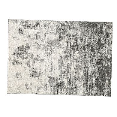 Pax 5 X 7 Modern Area Rug, Smoky Paint Design, Fabric, Medium, Cream, Gray