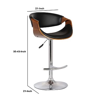 35 Inch Adjustable Swivel Barstool, Chrome Base, Bucket Seat
