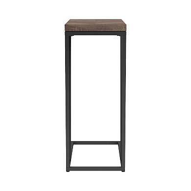 Accent Table With Chevron Pattern Top, Brown