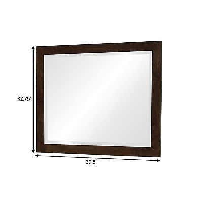 40 Inch Solid Wood Modern Mirror, Portrait, Framed, Cappuccino Brown