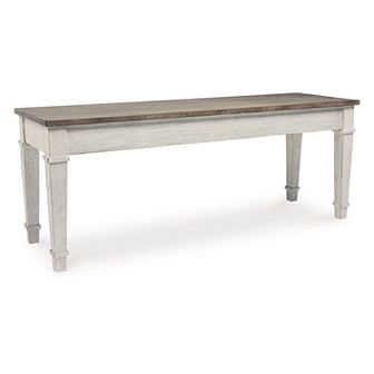 Rectangular Wooden Bench With Under Seat Storage, Antique White And Brown
