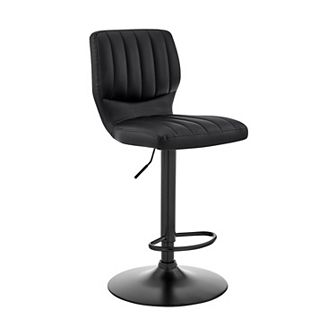 21 Inch Metal And Leatherette Swivel Bar Stool, Black