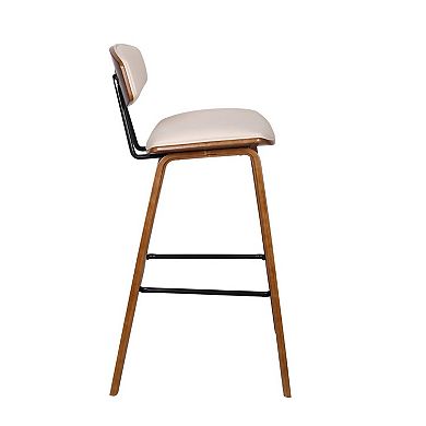 28.5 Inches Contoured Seat Leatherette Barstool, Cream