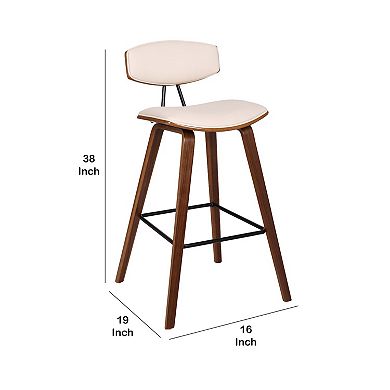 28.5 Inches Contoured Seat Leatherette Barstool, Cream