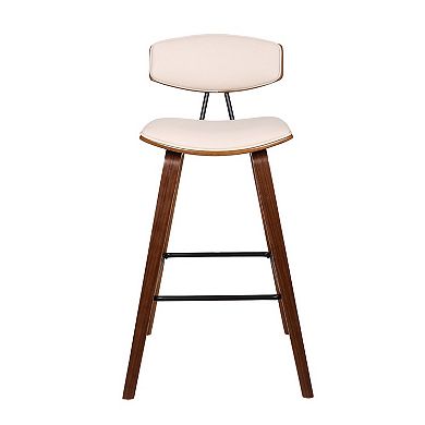 28.5 Inches Contoured Seat Leatherette Barstool, Cream