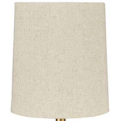 Pot Bellied Metal Table Lamp With Textured Golden Embellishment, White