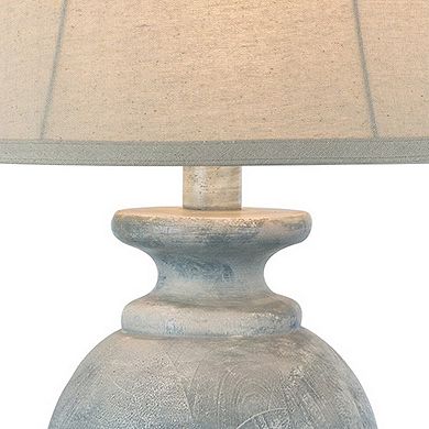 Hiel 29 Inch Hydrocal Table Lamp, Empire Shade, Vintage Light Blue Urn Base