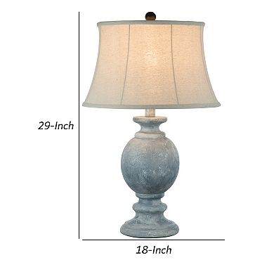 Hiel 29 Inch Hydrocal Table Lamp, Empire Shade, Vintage Light Blue Urn Base