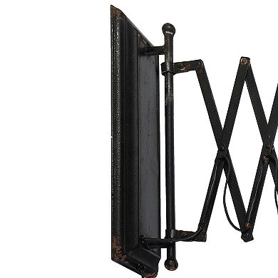 18 Inch Wall Mounted Lamp, Extendable Accordion Arm, Iron, Antique Black