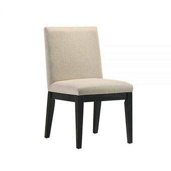 Fin 23 Inch Dining Chair, Set Of 2, Fabric Upholstery, Beige And Black