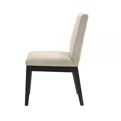 Fin 23 Inch Dining Chair, Set Of 2, Fabric Upholstery, Beige And Black