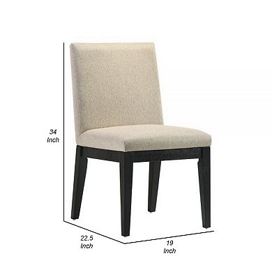 Fin 23 Inch Dining Chair, Set Of 2, Fabric Upholstery, Beige And Black