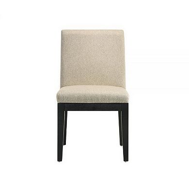 Fin 23 Inch Dining Chair, Set Of 2, Fabric Upholstery, Beige And Black