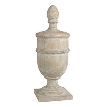22 Inch Classical Accent Decor Statuette, Turned Finial Design, Off White