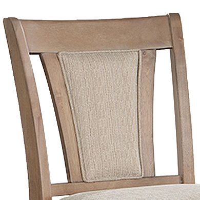 Mana 26 Inch Counter Height Chair, Set Of 2, Beige Fabric, Brown Frame