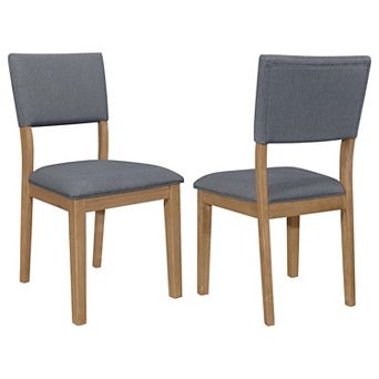 Alia 22 Inch Dining Chair, Set Of 2, Fabric Cushioned, Asian Hardwood