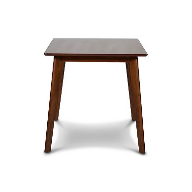 Bev 47 Inch Modern Dining Table, Sleek Rubberwood Frame, Dark Walnut Brown