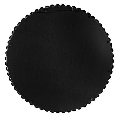 Emu 32 Inch Modern Round Wall Mirror, Beaded Black Metal Accent Frame