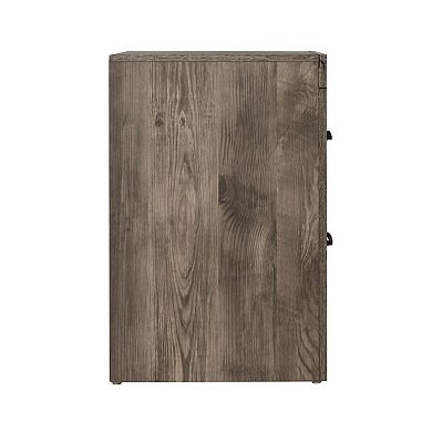 Ent 24 Inch Nightstand, 2 Drawers With Black Handles, Greige Brown Finish