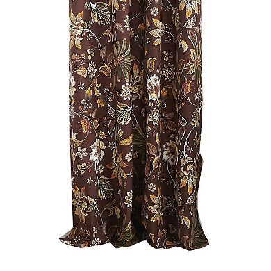 Athens 84 Inch Window Panel Curtain, Brown Microfiber Polyester, Jacobean