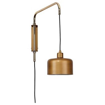 21 Inch Modern Wall Sconce Lamp, Polished Satin Brass, Swing Arm Design