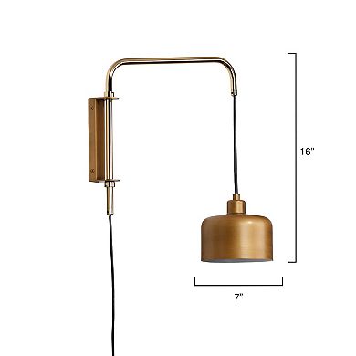21 Inch Modern Wall Sconce Lamp, Polished Satin Brass, Swing Arm Design
